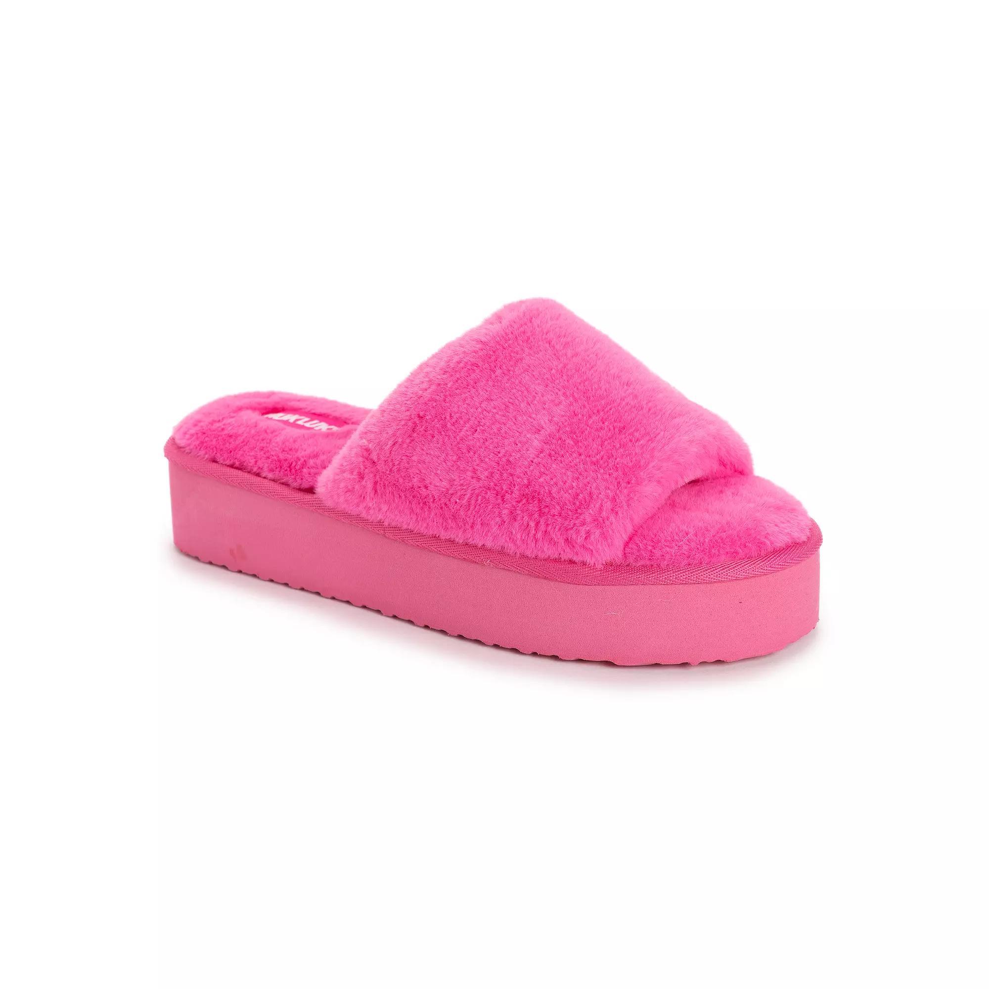 Women's MUK LUKS Platform Slide Slippers, Size: XS, Pink Product Image
