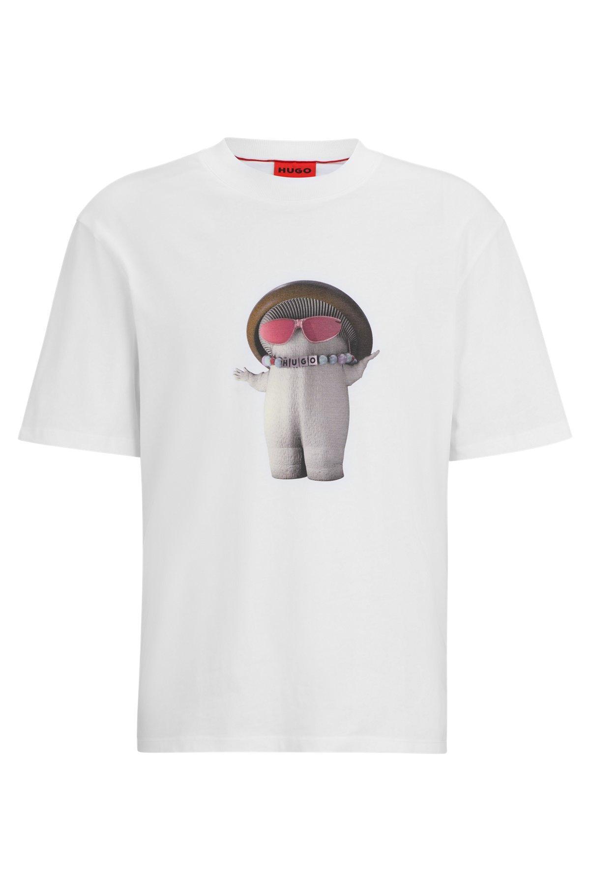 Cotton-jersey relaxed-fit T-shirt with mushroom prints Product Image