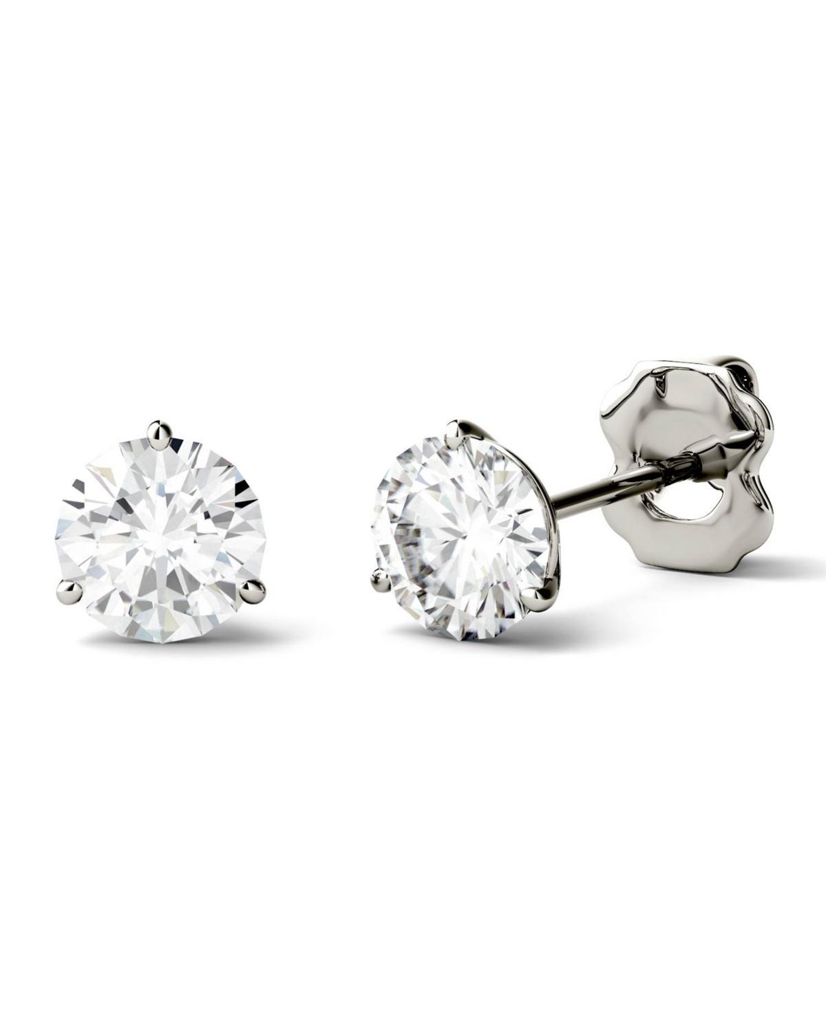 14k Gold 1 Carat T.W. Lab-Created Moissanite Solitaire 3-Prong Stud Earrings, Women's, Yellow Product Image