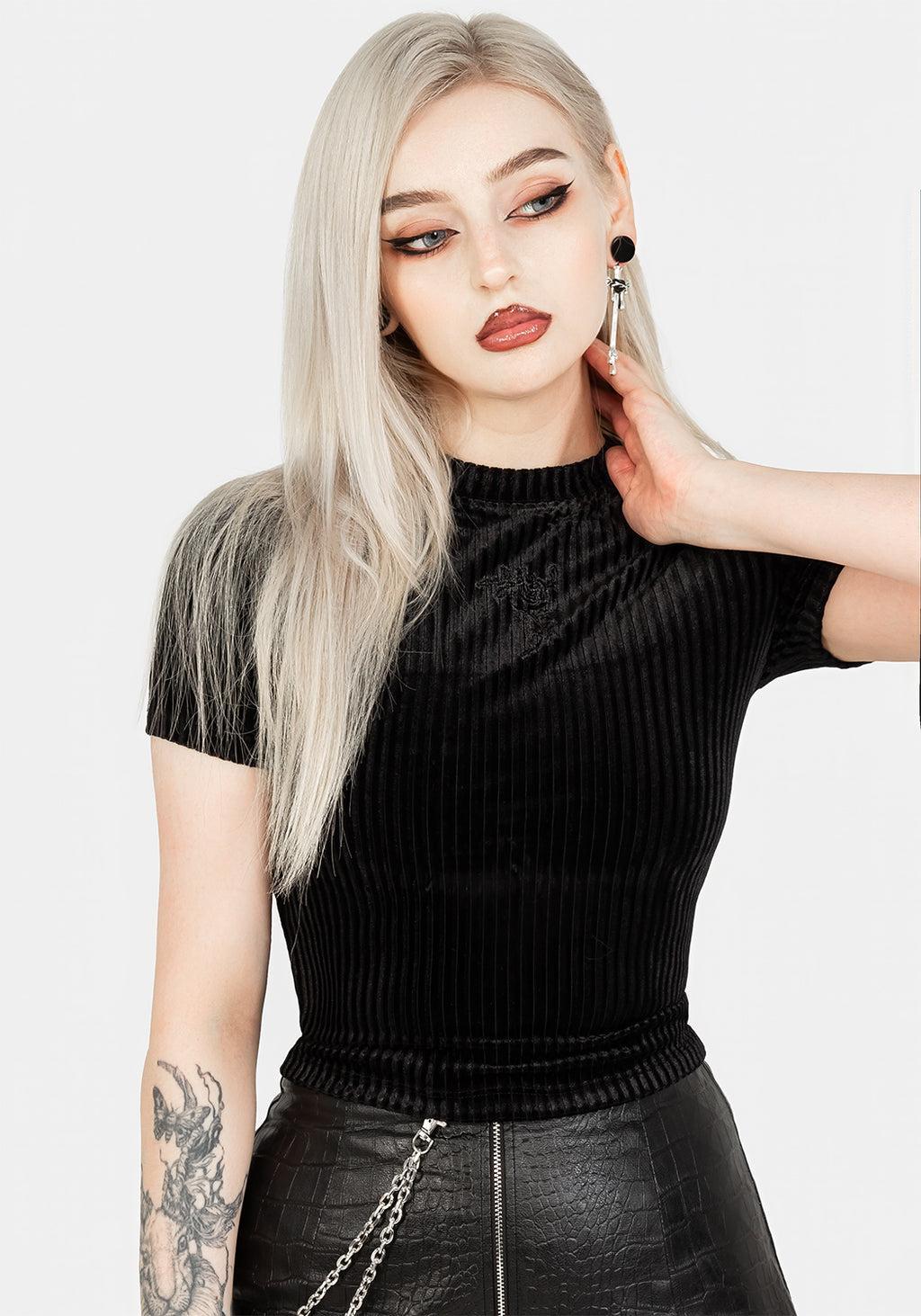 Rosaline Velour Rib Crop Top Product Image