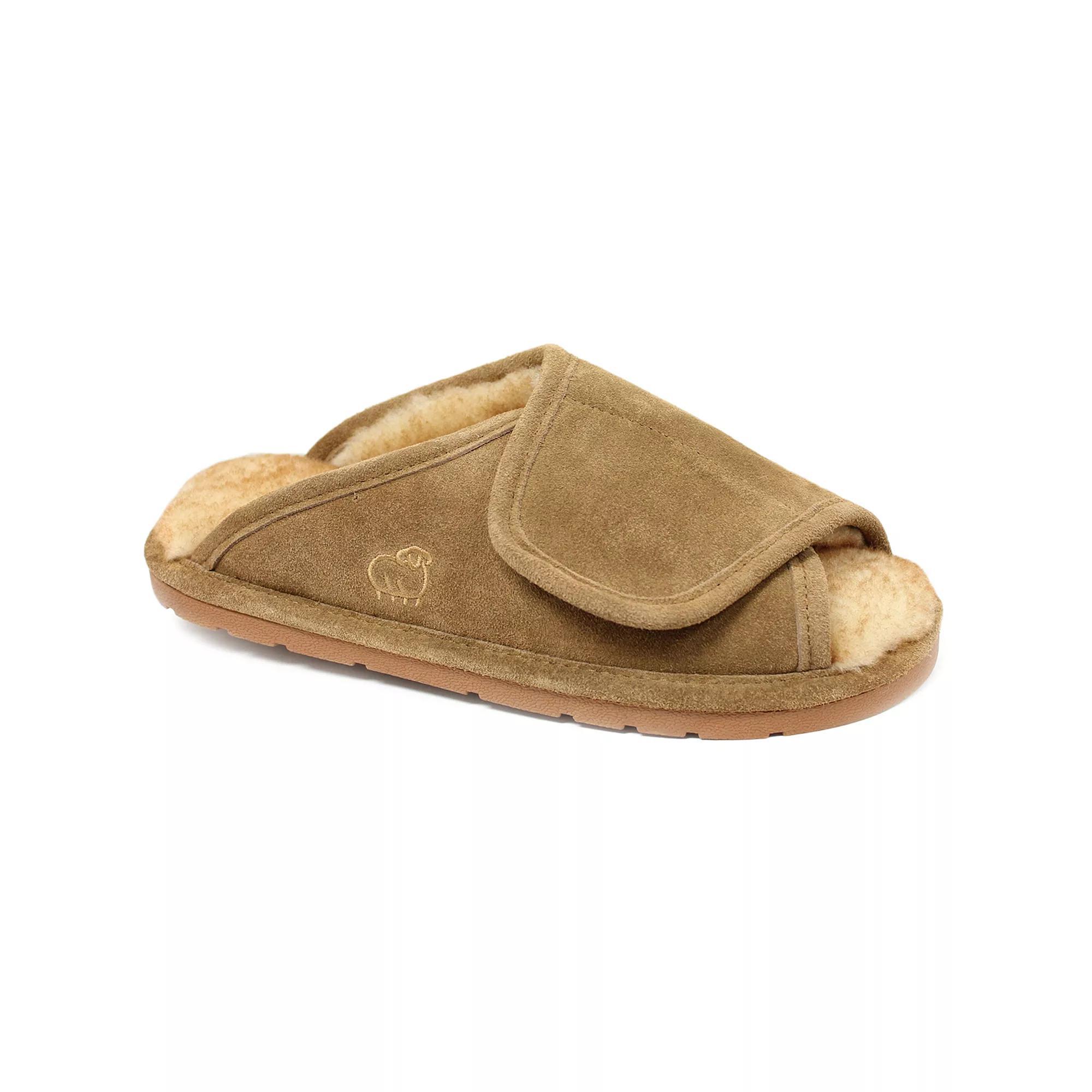 Mykos Men's Suede Merino Wool Wrap Slippers, Size: Medium, Brown Product Image