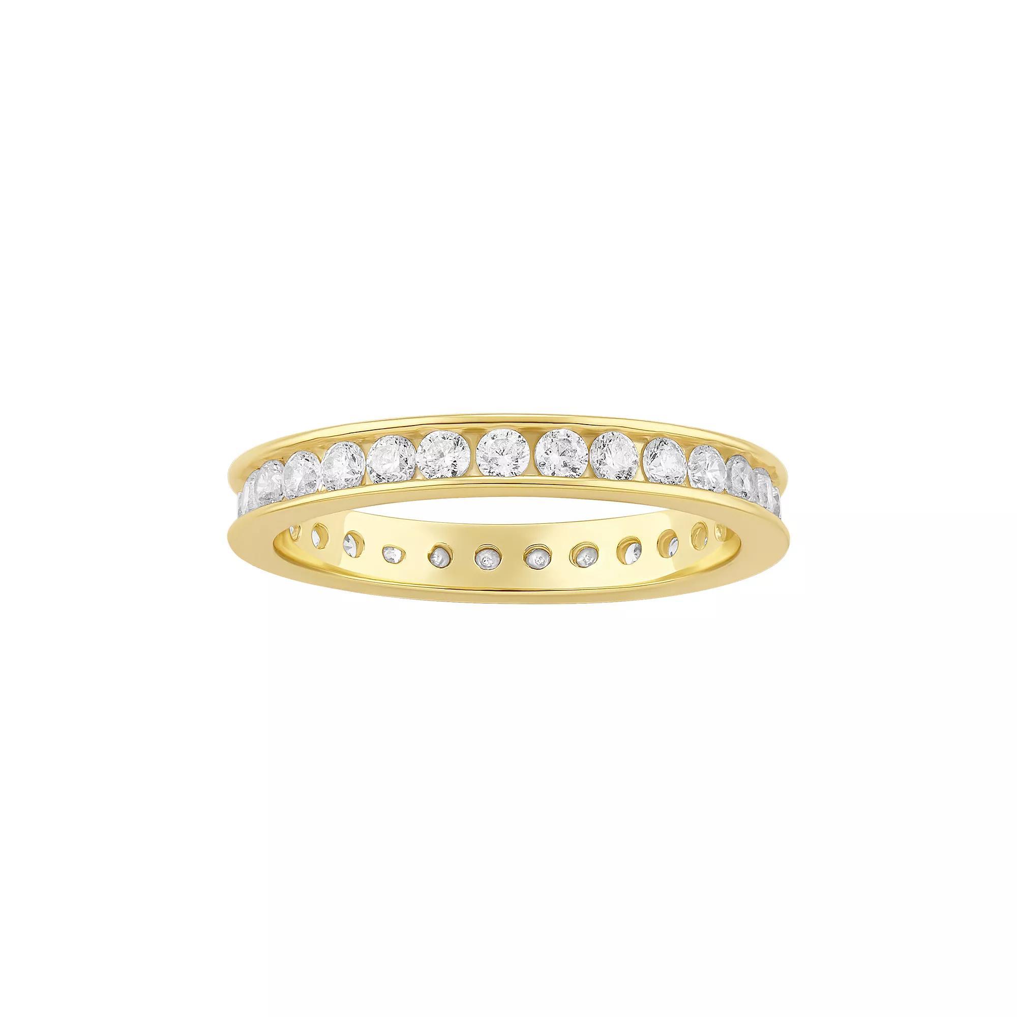 PRIMROSE Cubic Zirconia Channel Band Ring, Women's, Size: 8, Gold Tone Product Image