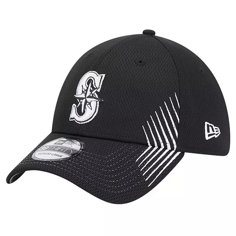 Men's New Era Black Seattle Mariners Active Dash Mark 39THIRTY Flex Hat, Size: Large/XL Product Image