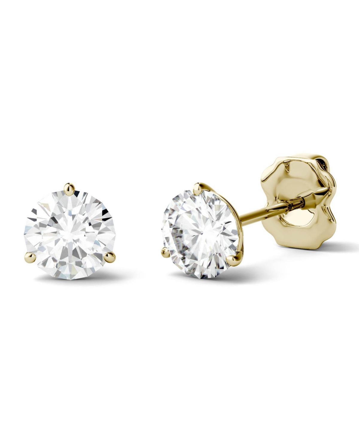 14k Gold 1 Carat T.W. Lab-Created Moissanite Solitaire 3-Prong Stud Earrings, Women's, Yellow Product Image