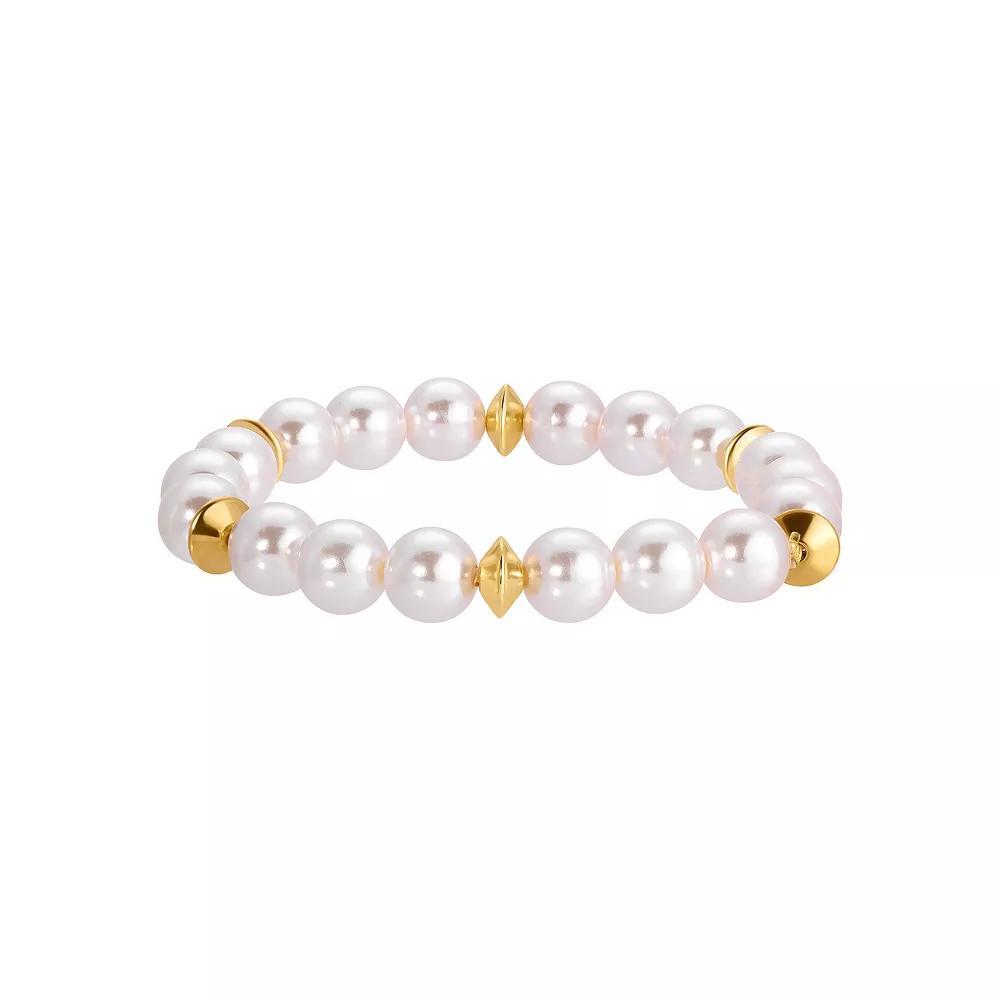1928 Gold Tone Simulated Pearl Stretch Bracelet, Womens, White Product Image