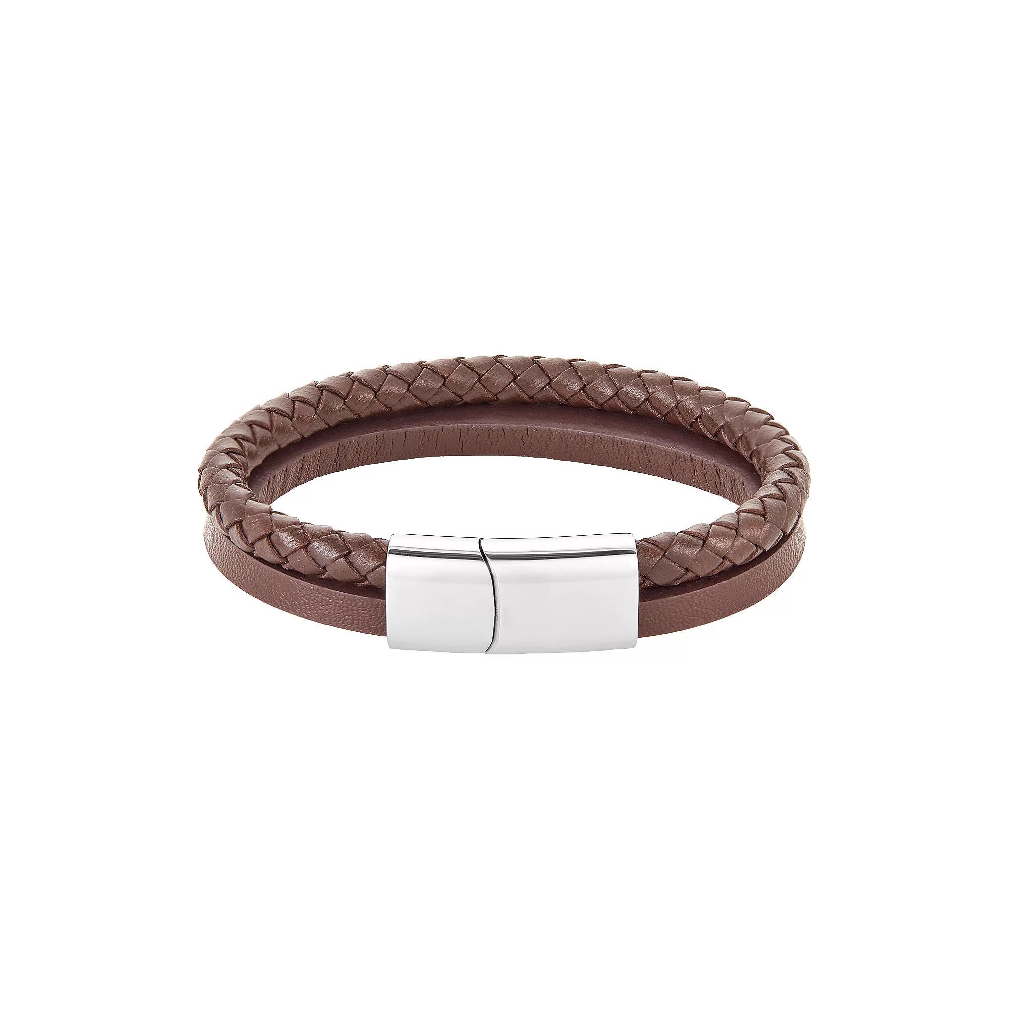 Adornia Stainless Steel Braided Bracelet, Men's, Brown Product Image