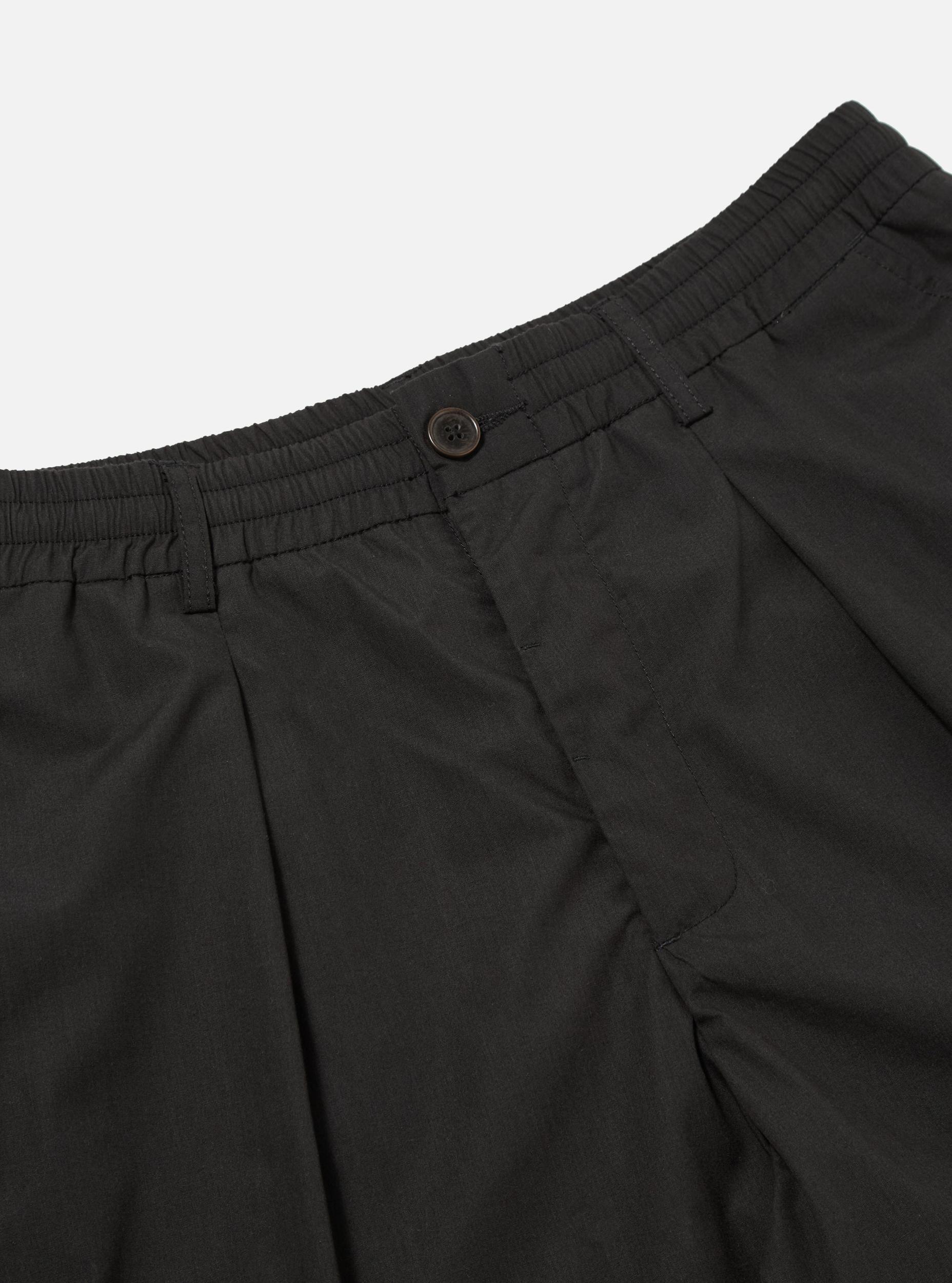 Universal Works Pleated Track Short in Black Recycled Polytech Product Image