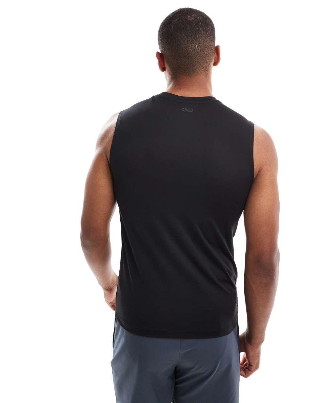 4505 Icon muscle fit quick dry training tank top in black  Product Image