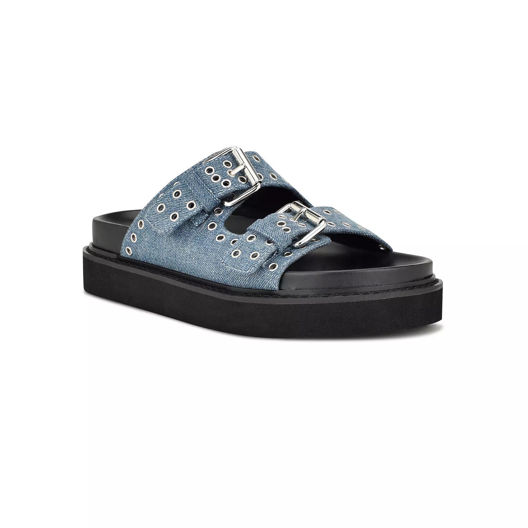 Nine West Eleny Womens Strappy Slip-on Sandals Blue Blue Product Image