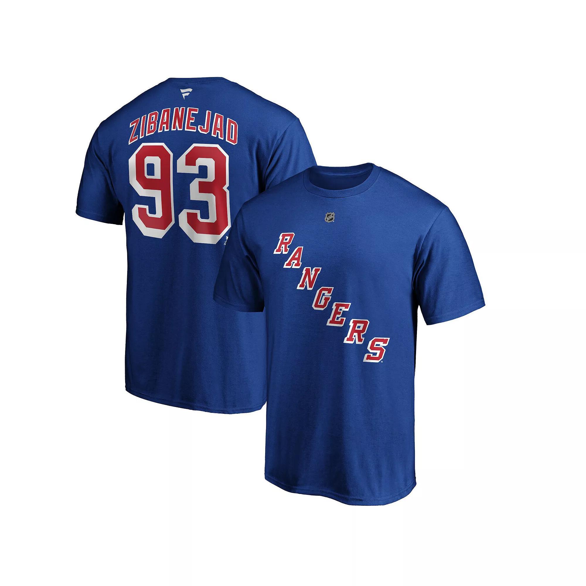 Men's Fanatics Branded Mika Zibanejad Blue New York Rangers Team Authentic Stack Name & Number T-Shirt, Size: 5XL, Ran Blue Product Image