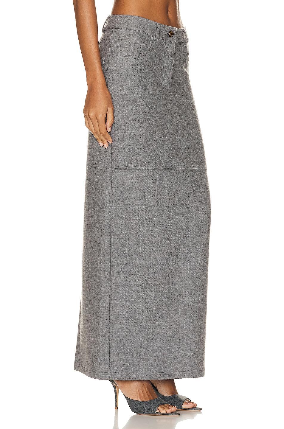 NOUR HAMMOUR Mae Long Pencil Skirt In Light Grey Product Image