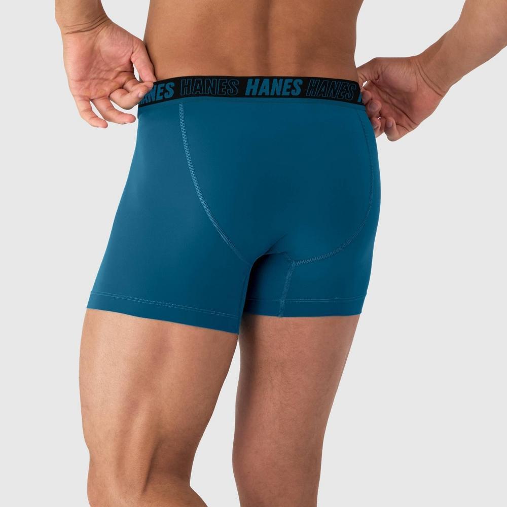 Hanes Moves Premium Men's Anti-Chafe X-Temp Trunks 2pk - Blue/Black M: Moisture Wicking, 4-Way Stretch, Breathable Mesh Product Image