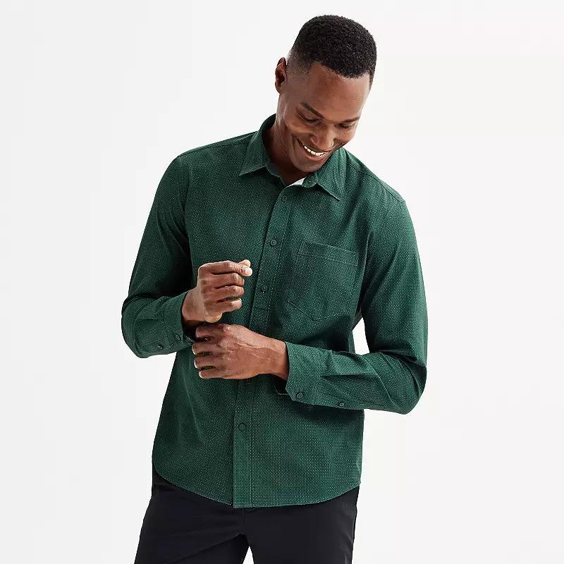 Men's FLX Performance Untucked-Fit Long Sleeve Button Down Shirt, Size: XL, Flagstone Product Image