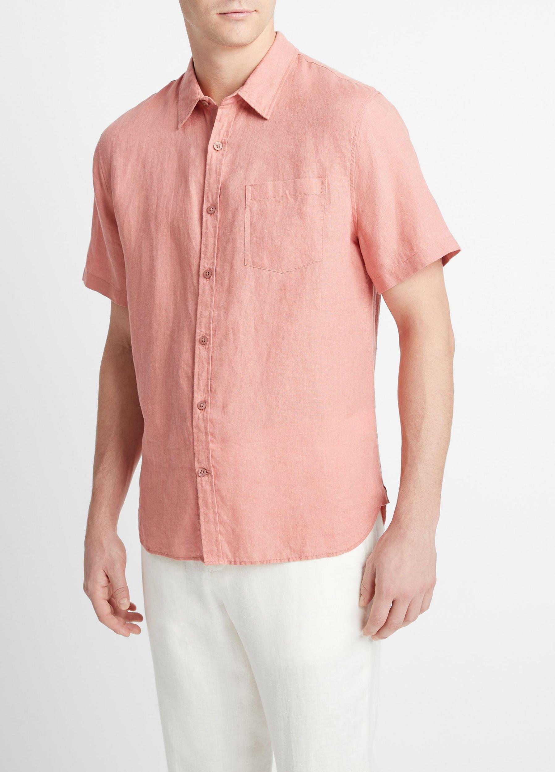 Mens Linen Short-Sleeve Shirt, Pumice Rock, Size XS Vince Product Image