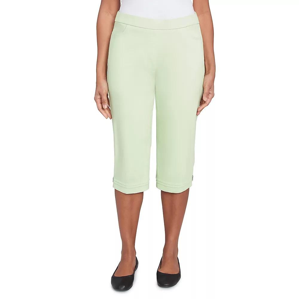 Petite Alfred Dunner Novelty Cuff Tummy Control Capri Pants, Women's, Size: 16 Petite, Palm Green Product Image