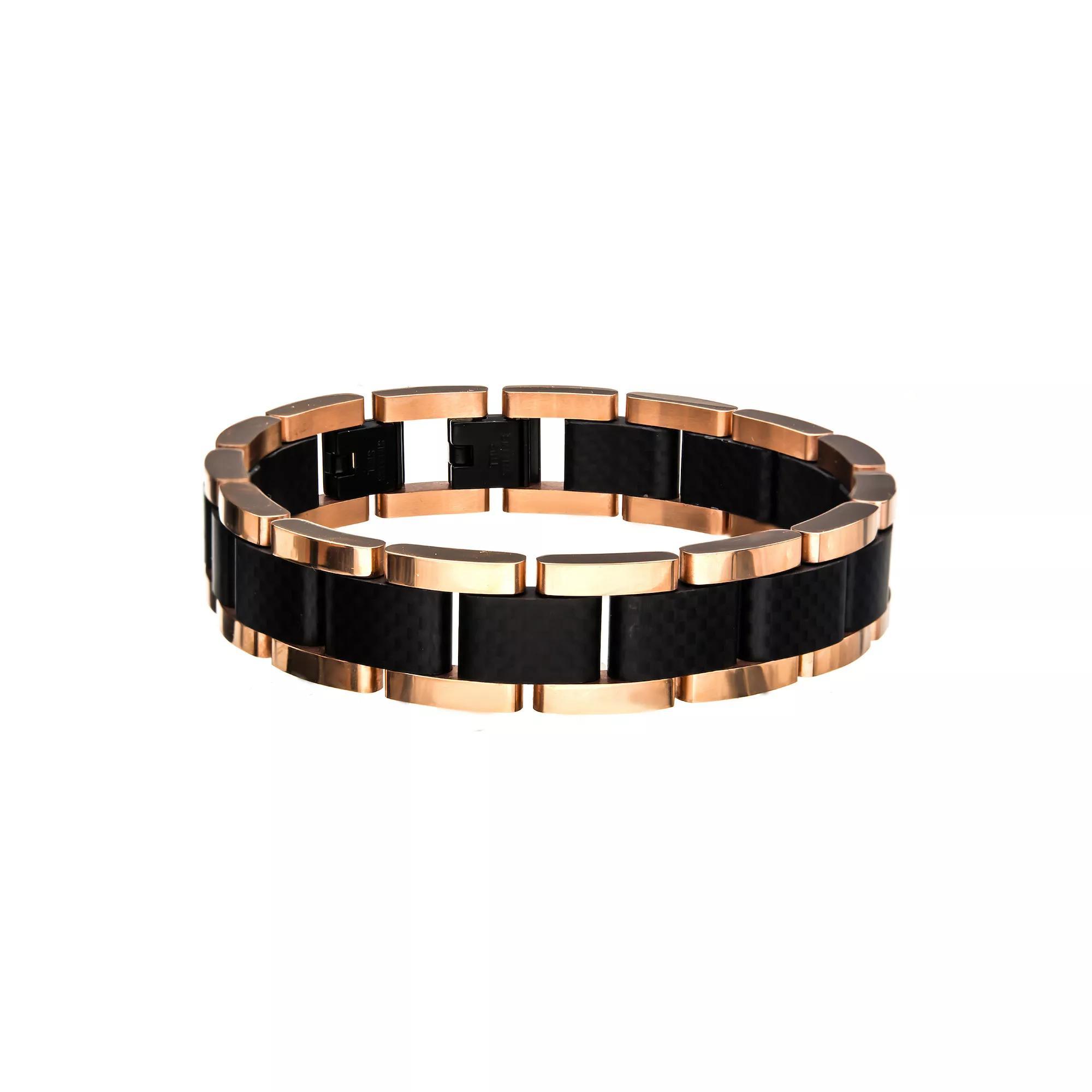 Men's Two Tone Stainless Steel & Carbon Fiber Bracelet, Size: 8.5", Multi Product Image
