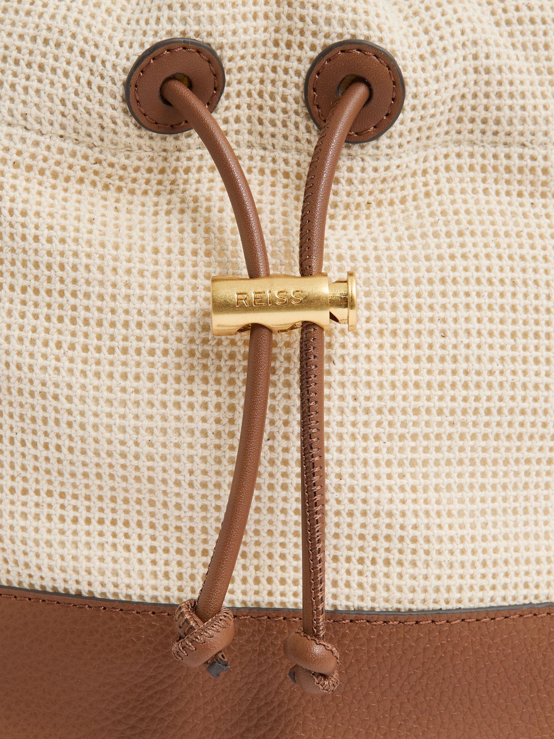 Leather And Canvas Bucket Bag in Neutral Product Image