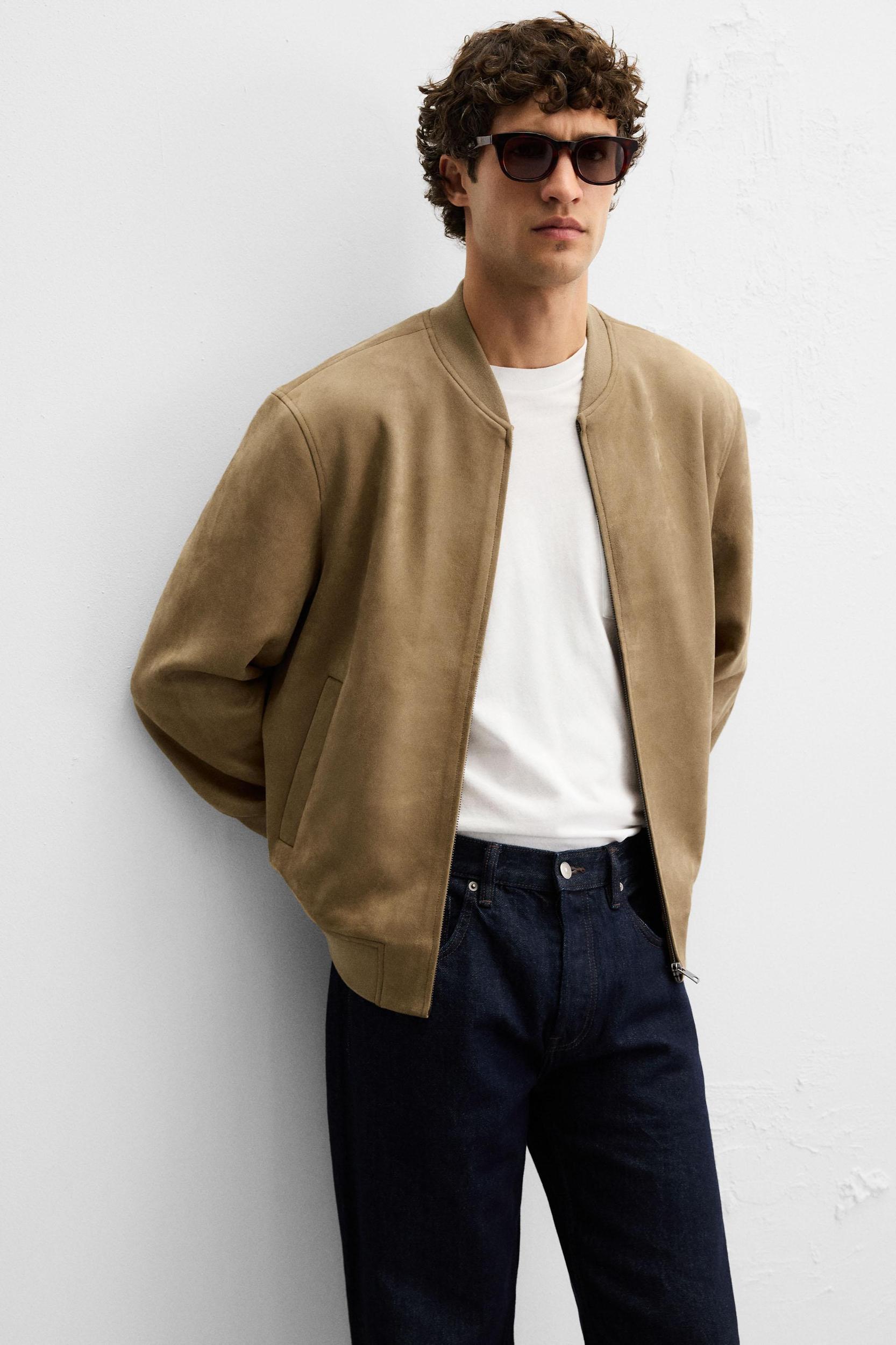 FAUX SUEDE BOMBER JACKET Product Image