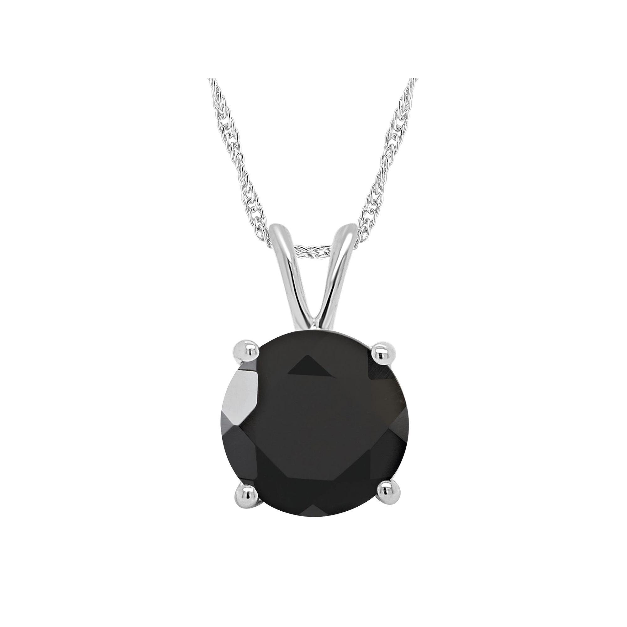 Alyson Layne Sterling Silver Round Onyx Pendant Necklace, Women's, Size: 18" Product Image