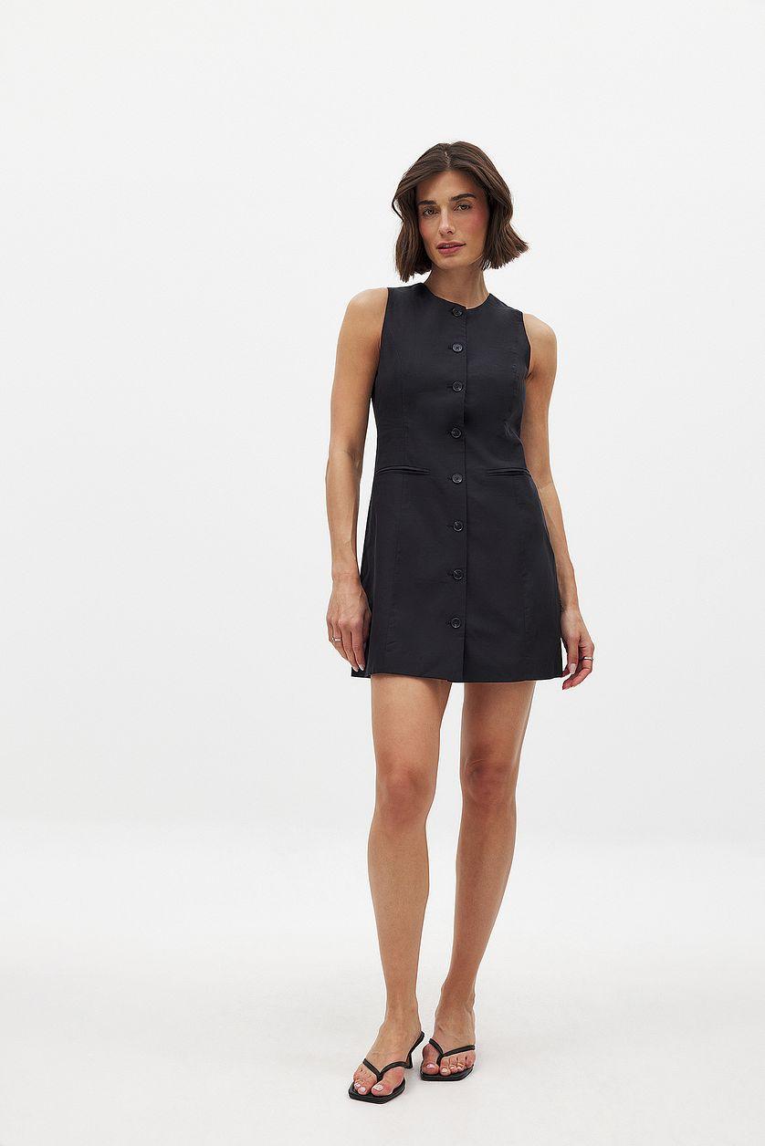 Linen Blend Vest Mini Dress Product Image