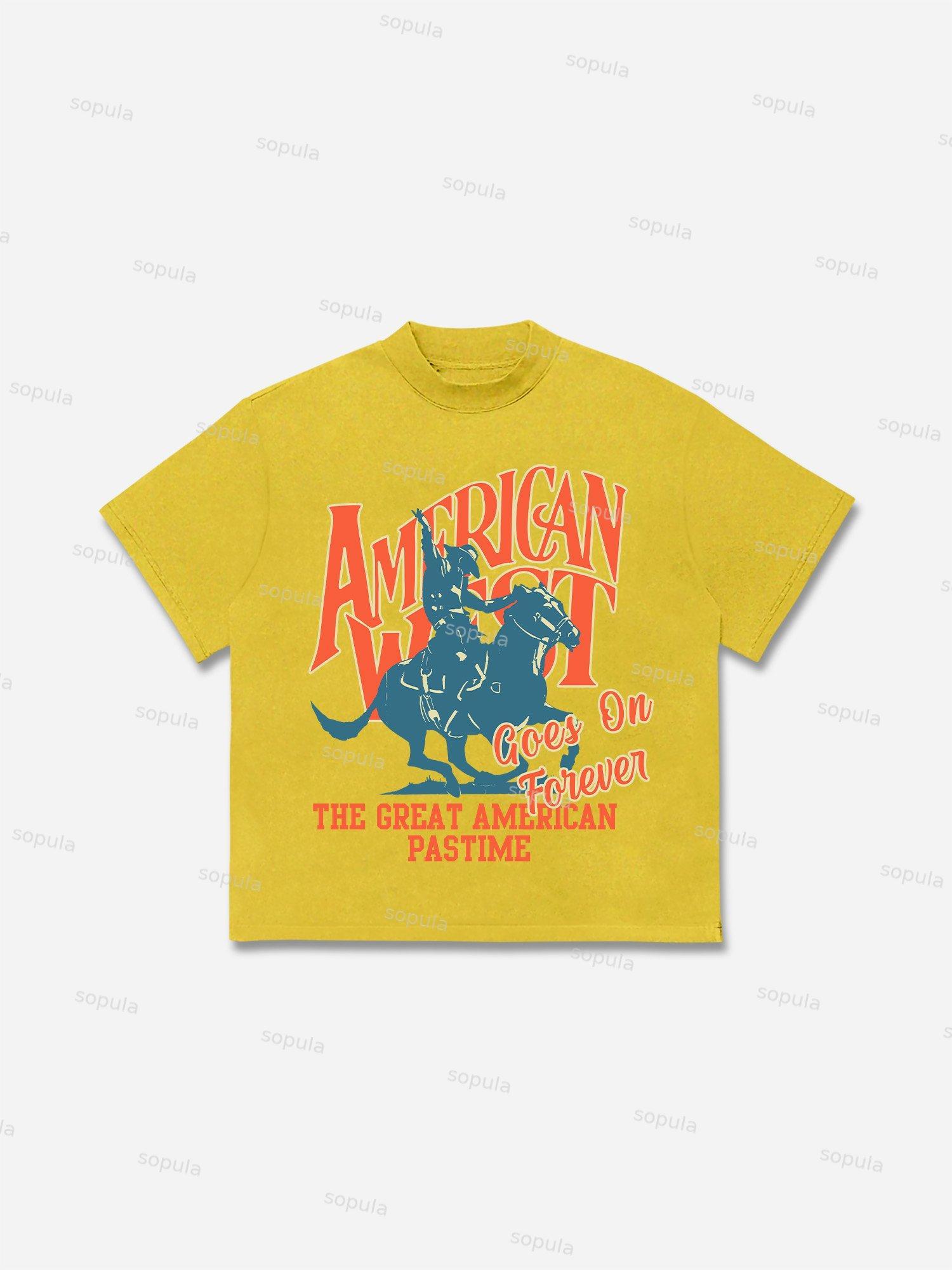 Vintage Western Cowboy Goes On Forever Graphic Cotton T-shirt Product Image