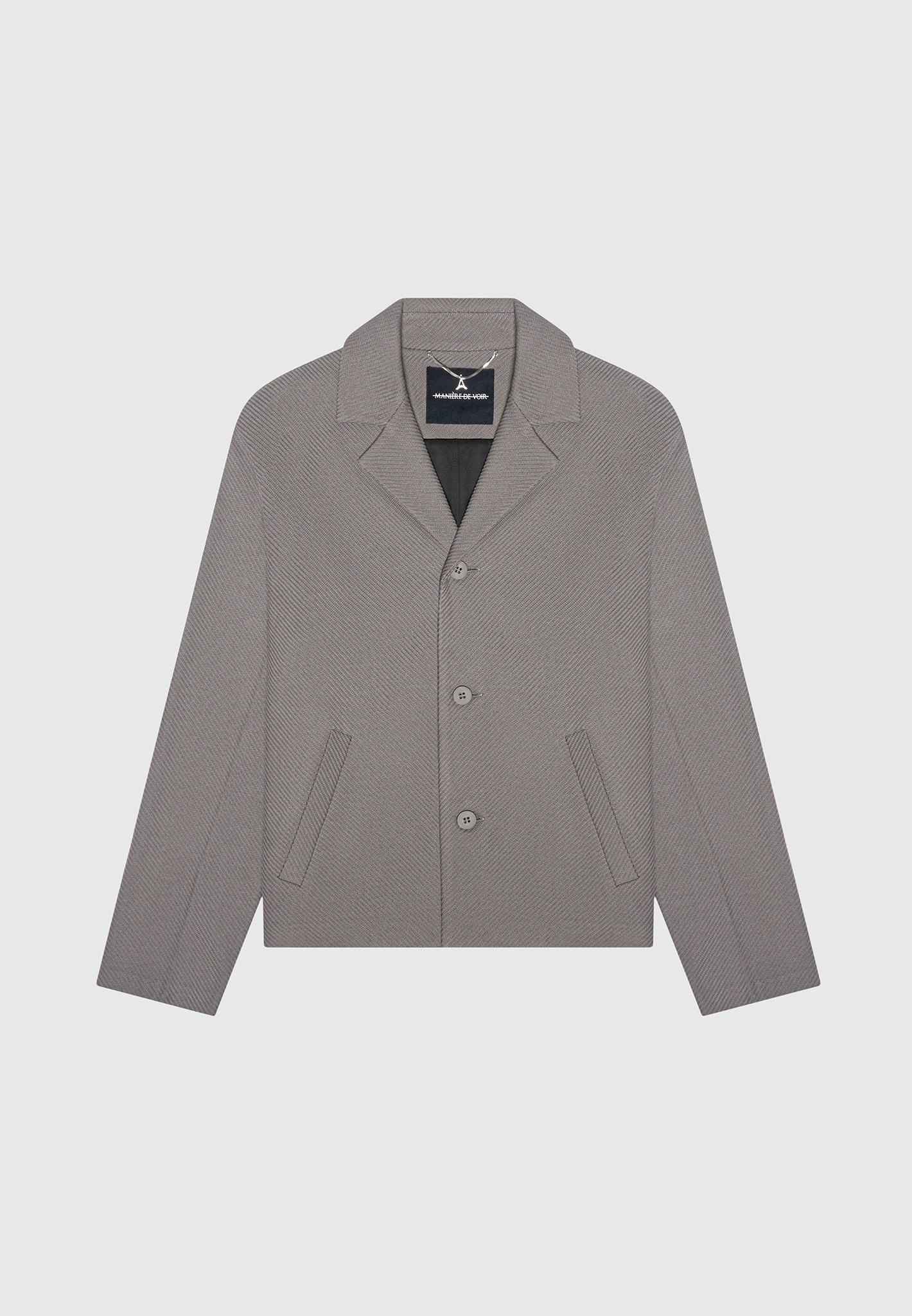 Revere Collar Twill Jacket - Grey Male Product Image