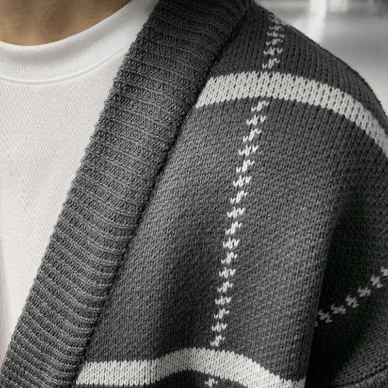 RT No. 5179 GRAY STRIPE KNITTED CARDIGAN Product Image