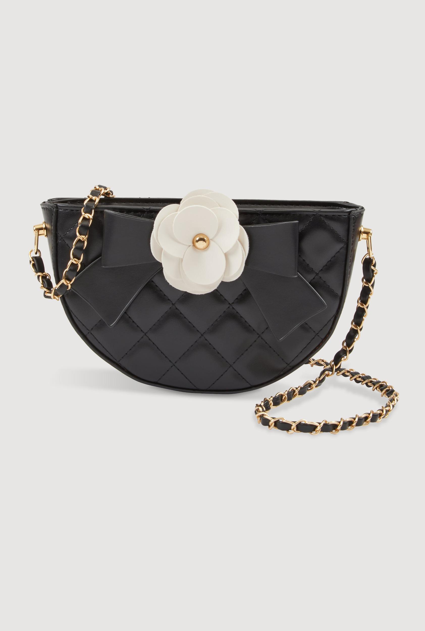 Flower Bow Detail Quilted Crossbody Bag Unisex Product Image