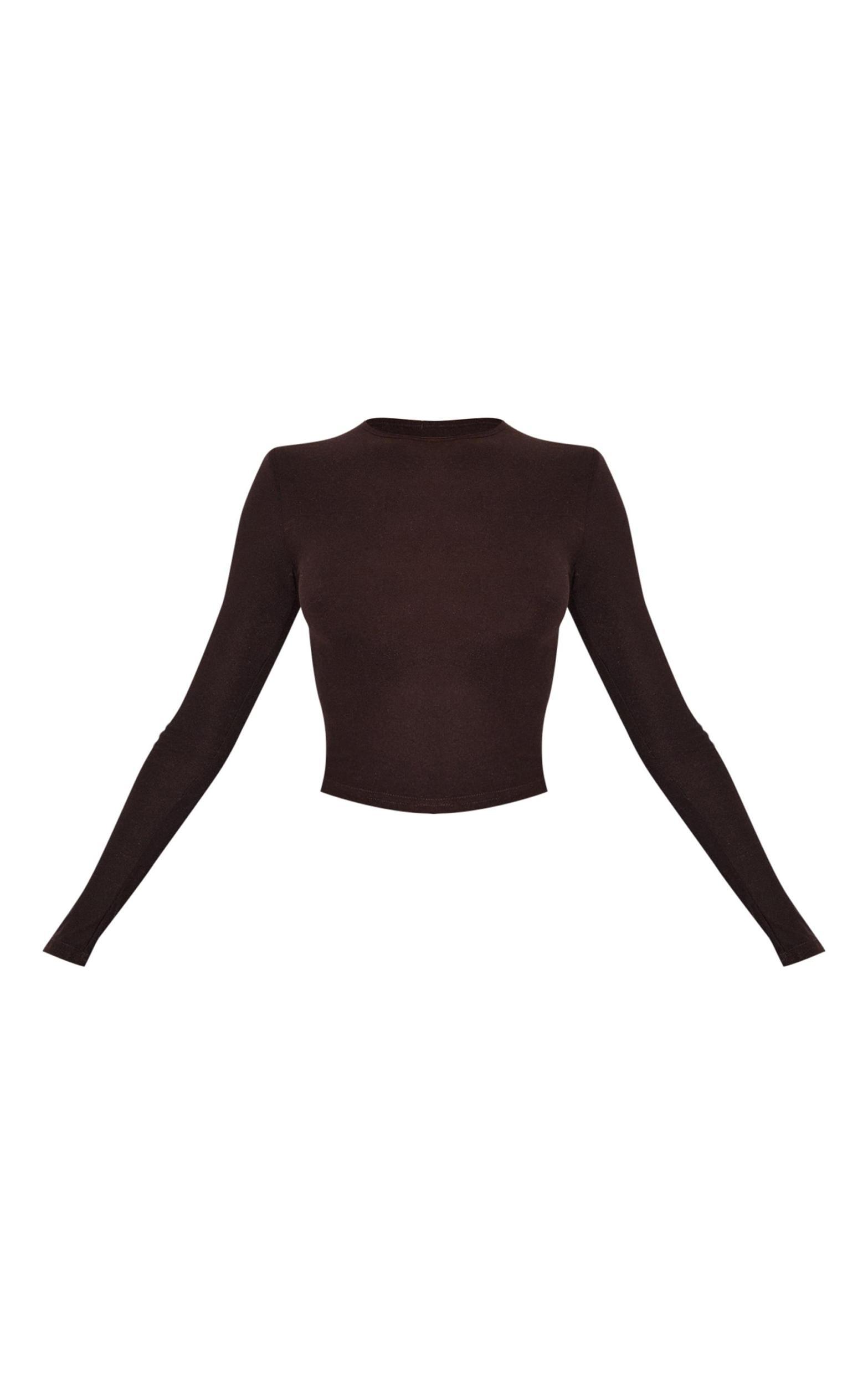  Chocolate Soft Touch Longline Sleeve Top Product Image