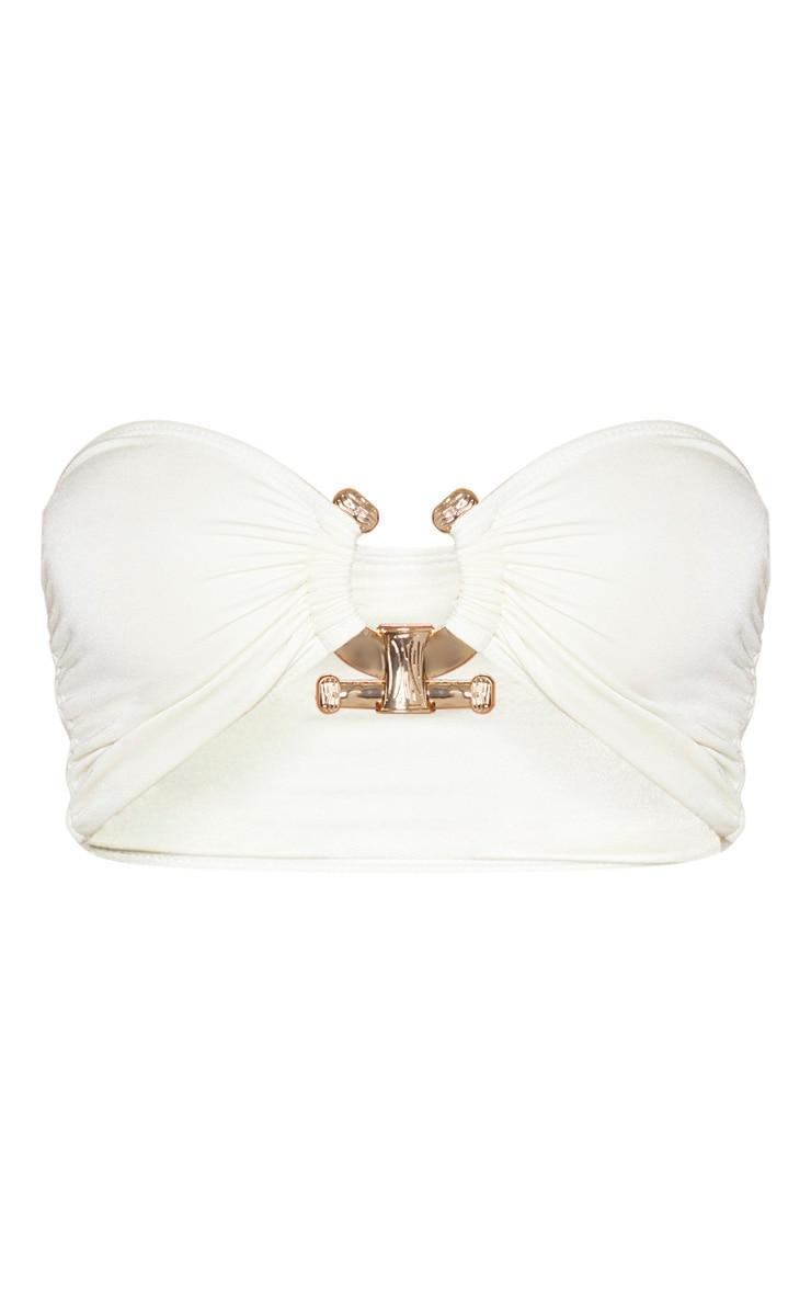 Cream Hammered Trim Bandeau Bikini Top Product Image