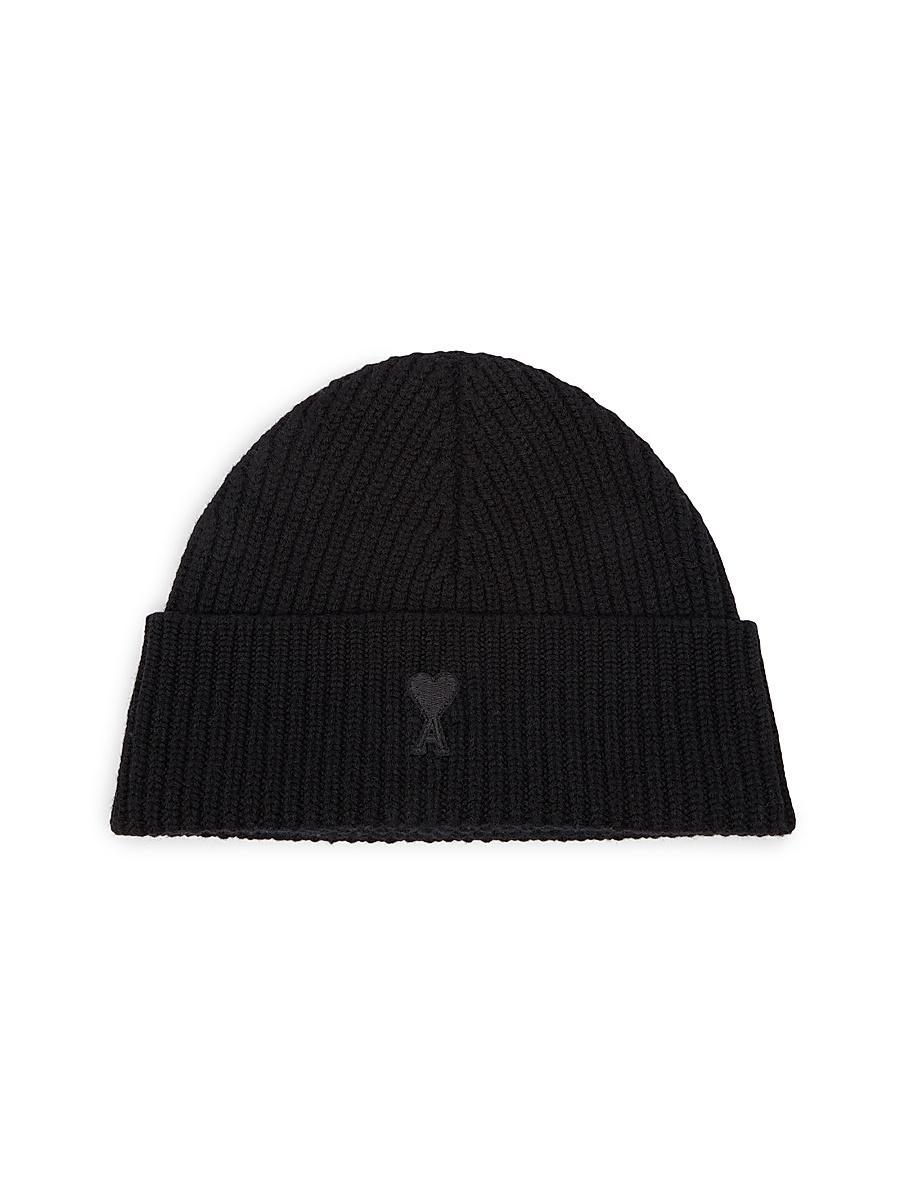 Mens Logo Rib-Knit Wool Beanie Hat Product Image