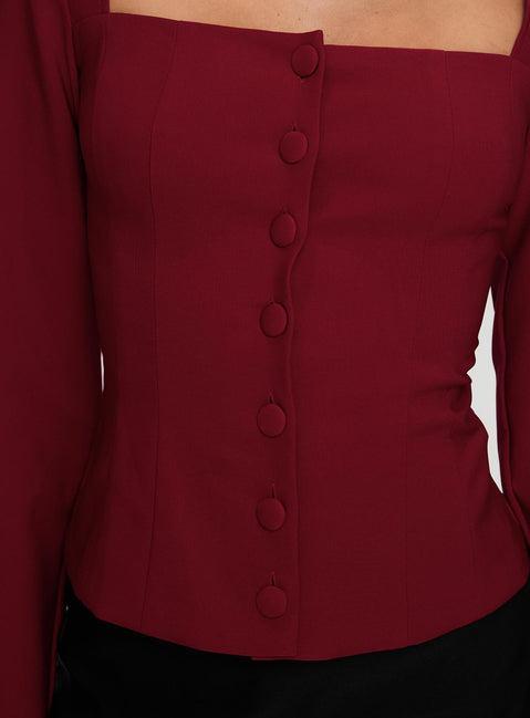 Gaskin Long Sleeve Top Burgundy Product Image