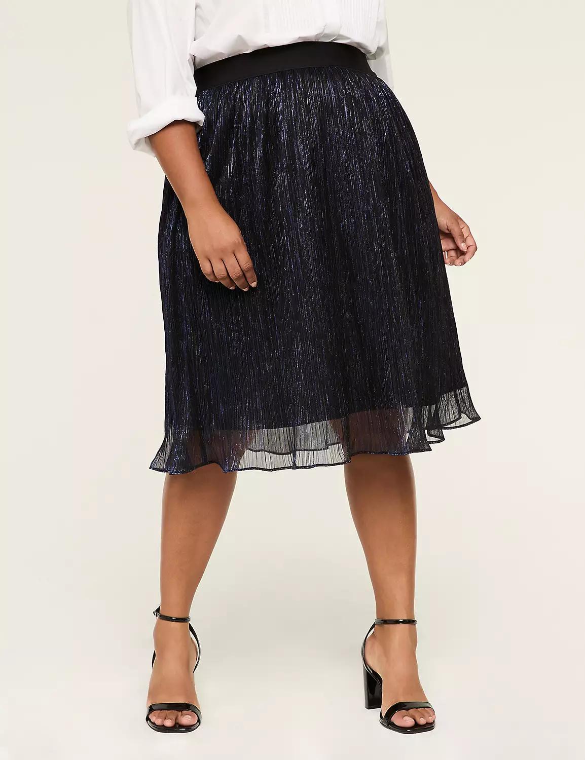 Lurex Shimmer Crinkle Knit Skirt Product Image