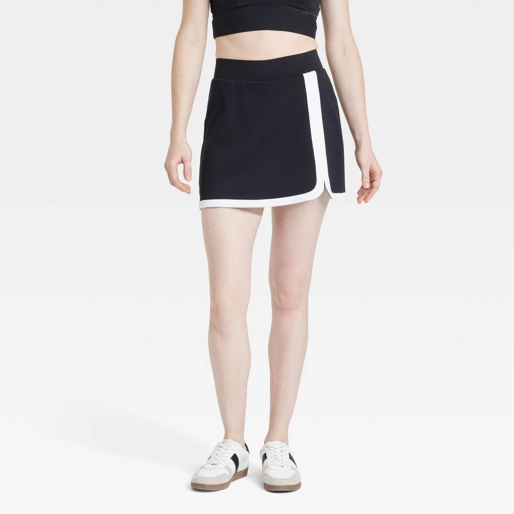 Womens Knit Piped High-Rise Skort - JoyLab Black XS: Midweight Doubleknit, Built-in Shorts, Side Pocket, Pull-On Waist Product Image