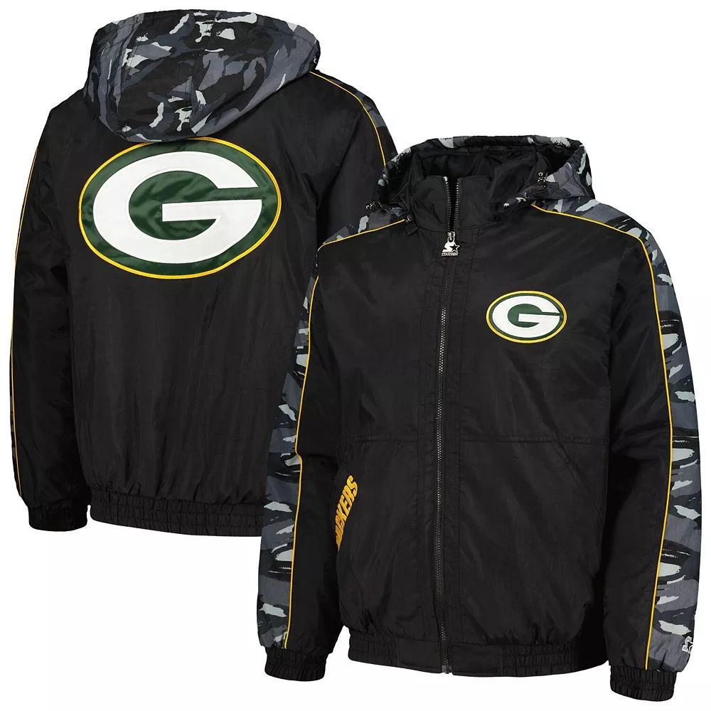 Men's Starter Black Green Bay Packers Thursday Night Gridiron Full-Zip Hoodie, Size: Small Product Image