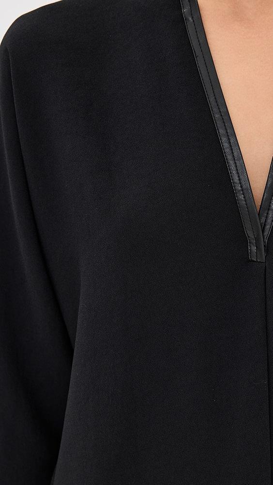 Vince Leather Trim Dolman Sleeve Blouse | Shopbop Product Image