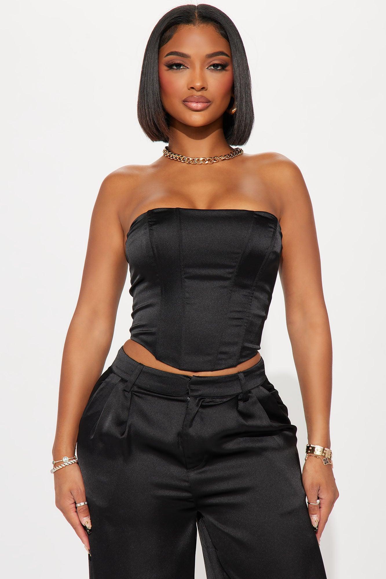 Adriana Satin Pant Set - Black Product Image