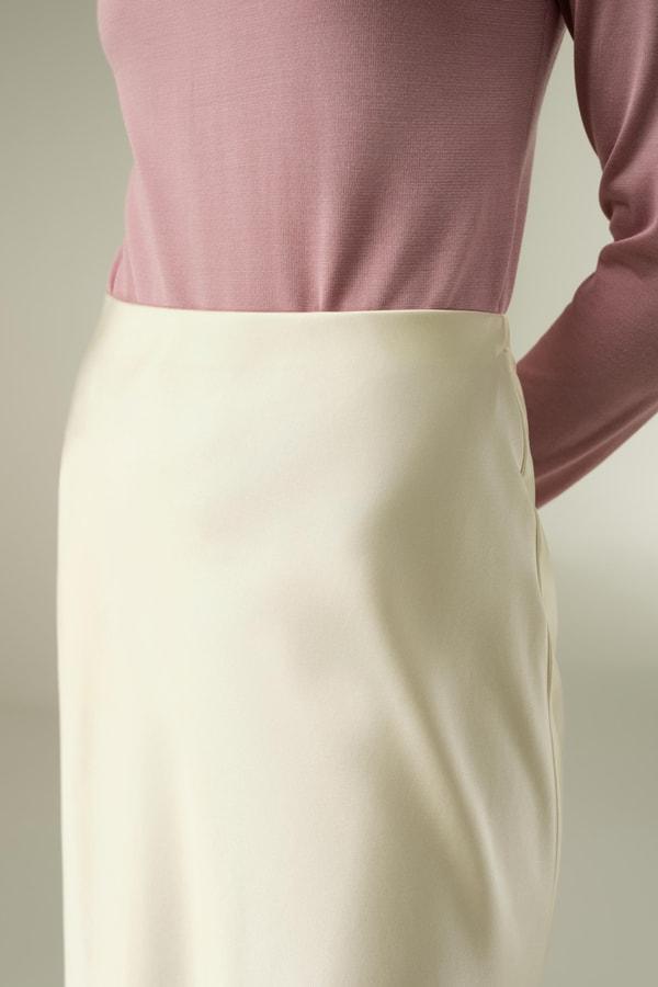 Mid Rise Silk Midi Skirt Product Image