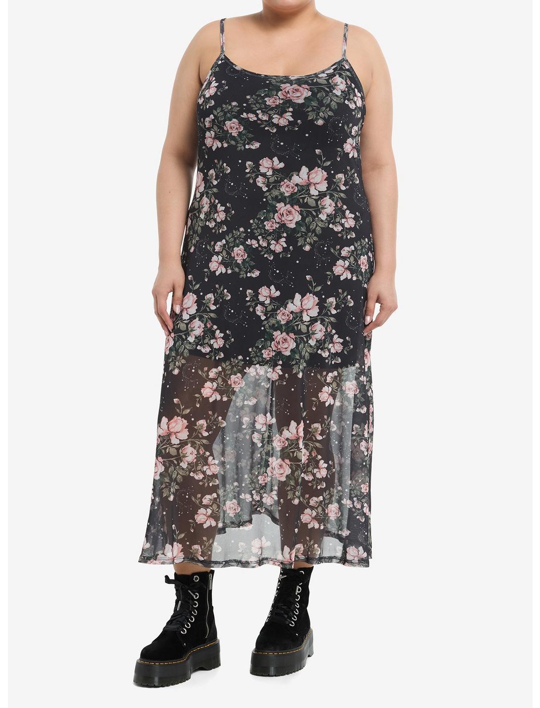 Cosmic Aura Pink Floral Moon Maxi Dress Plus Size Product Image