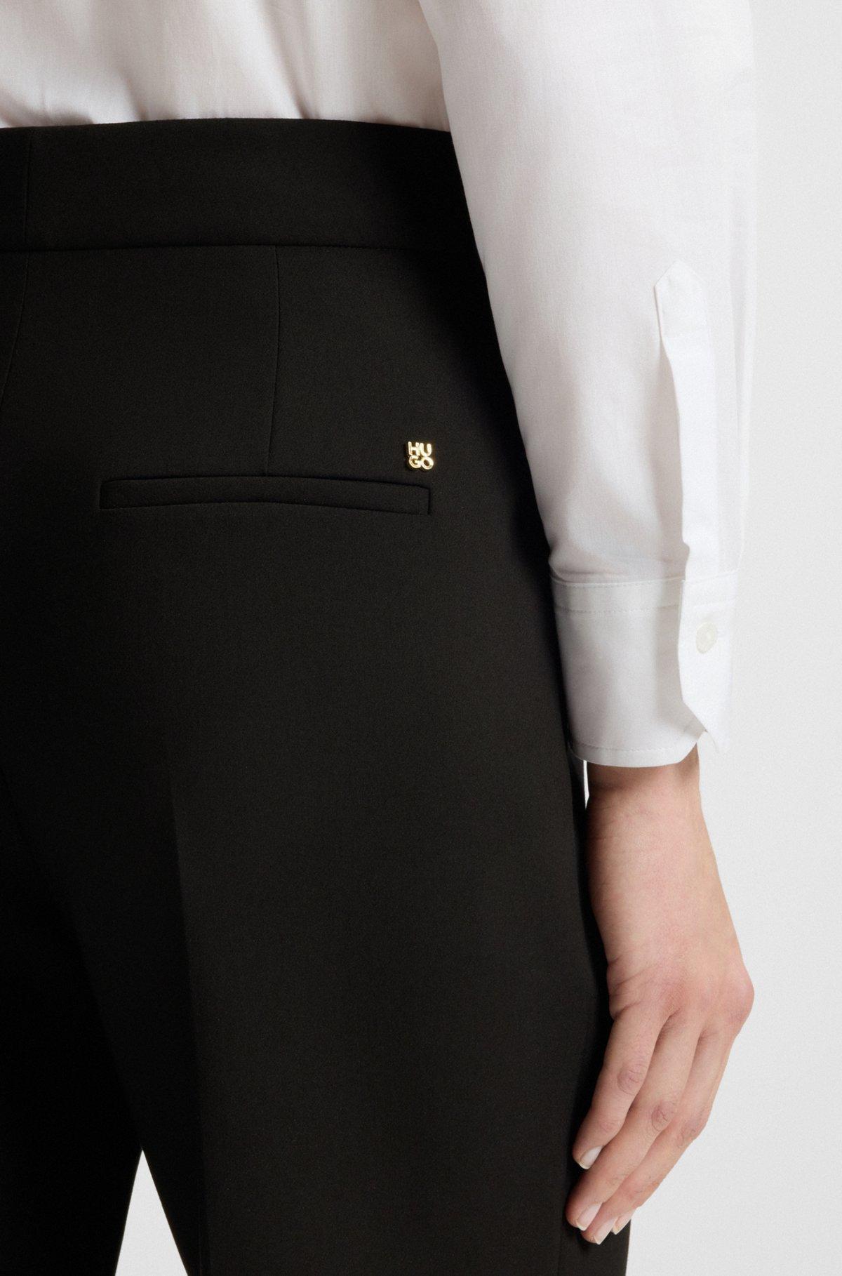 Regular-fit pants with wide leg in stretch fabric Product Image
