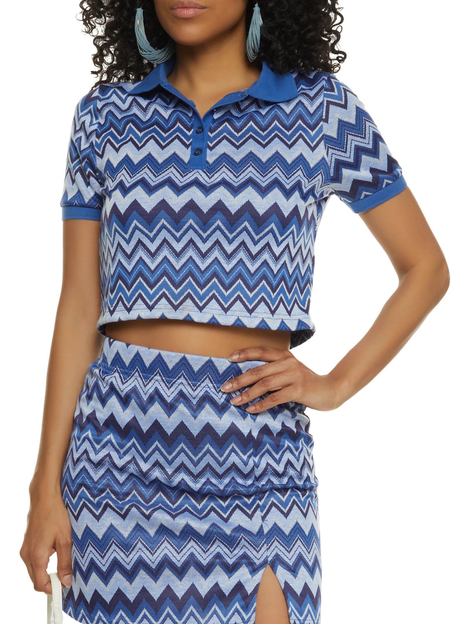 Womens Printed Cropped Polo Shirt Product Image