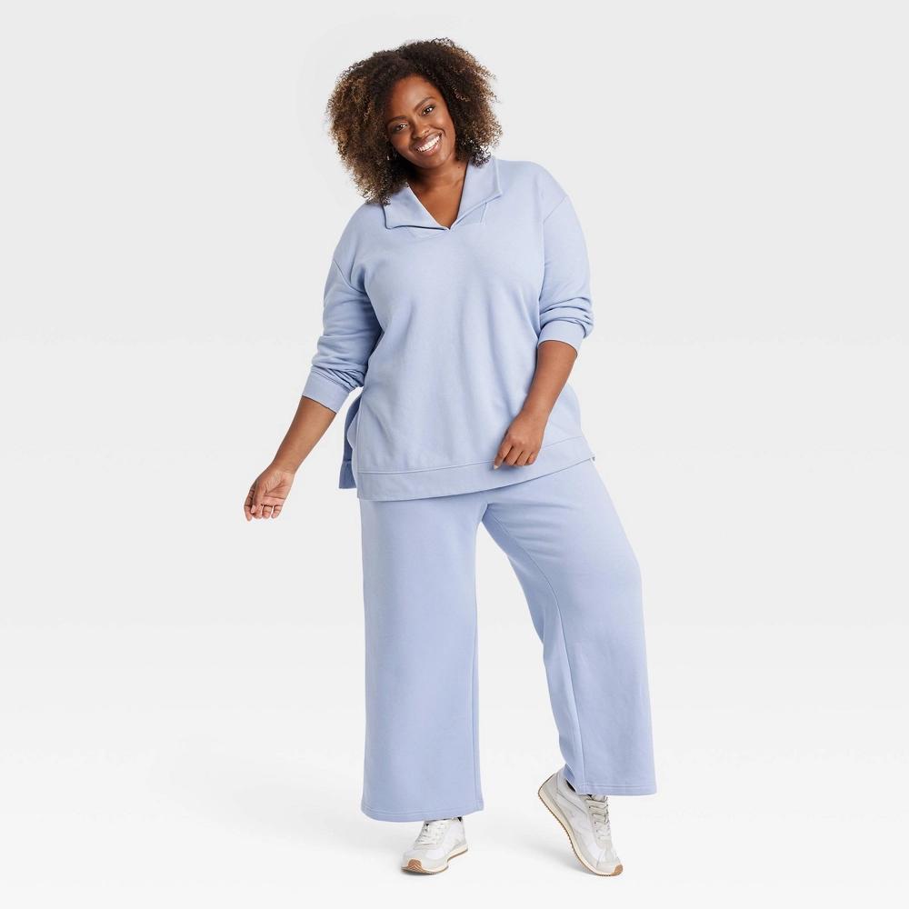 Women's Leisure Tunic Pullover Sweatshirt - Ava & Viv™ Light Blue 2X Product Image