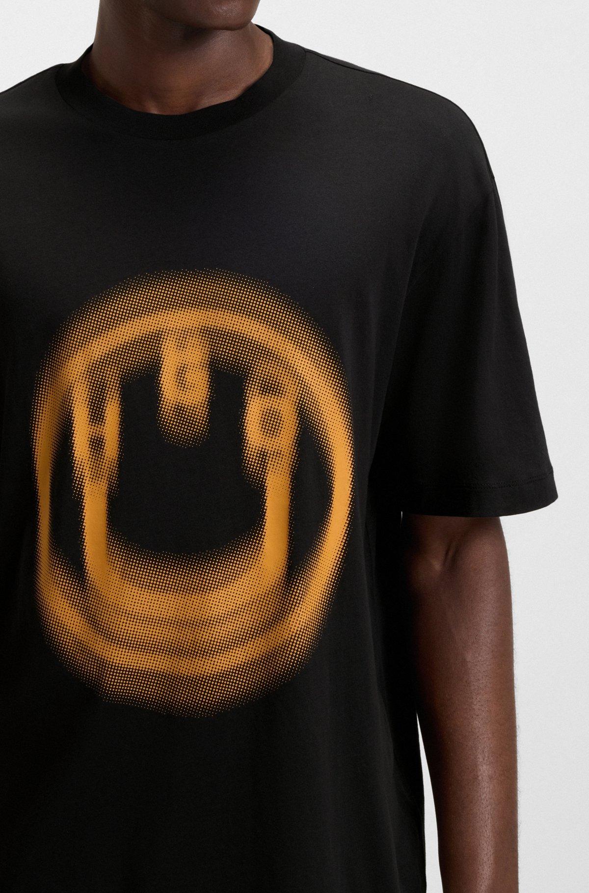 HUGO - All-gender T-shirt with blurred logo print - Black Product Image