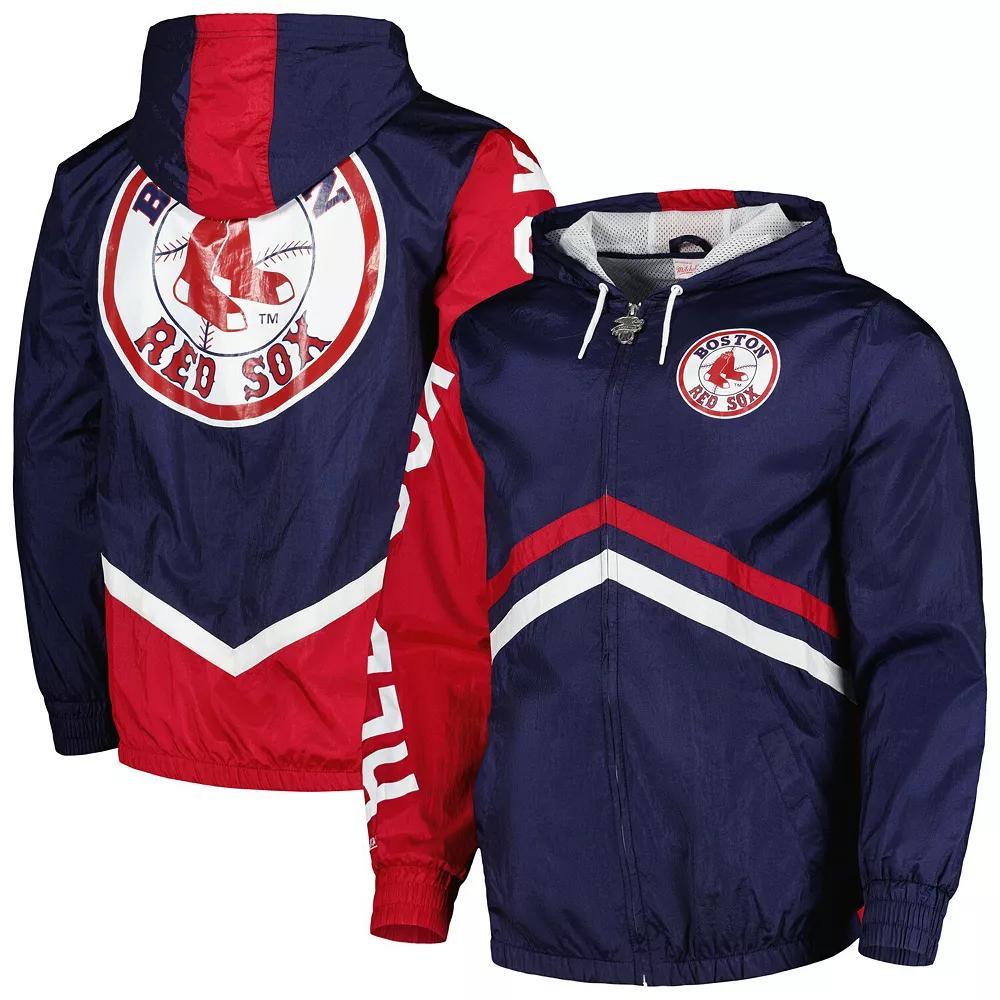 Men's Mitchell & Ness  Navy Boston Red Sox Undeniable Full-Zip Hoodie Windbreaker Jacket, Size: Small, Blue Product Image