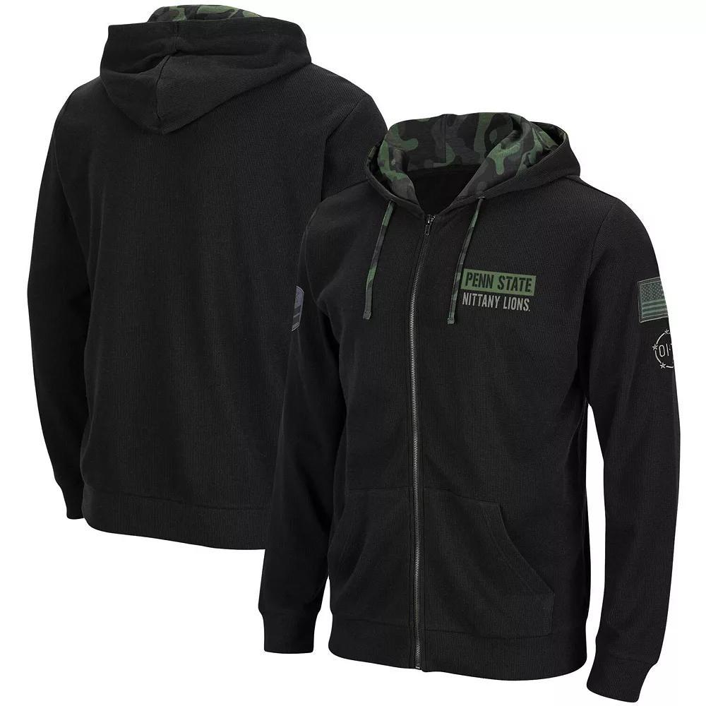 Men's Colosseum Black Penn State Nittany Lions OHT Slim Fit Lightweight Waffle Full-Zip Hoodie, Size: Large Product Image