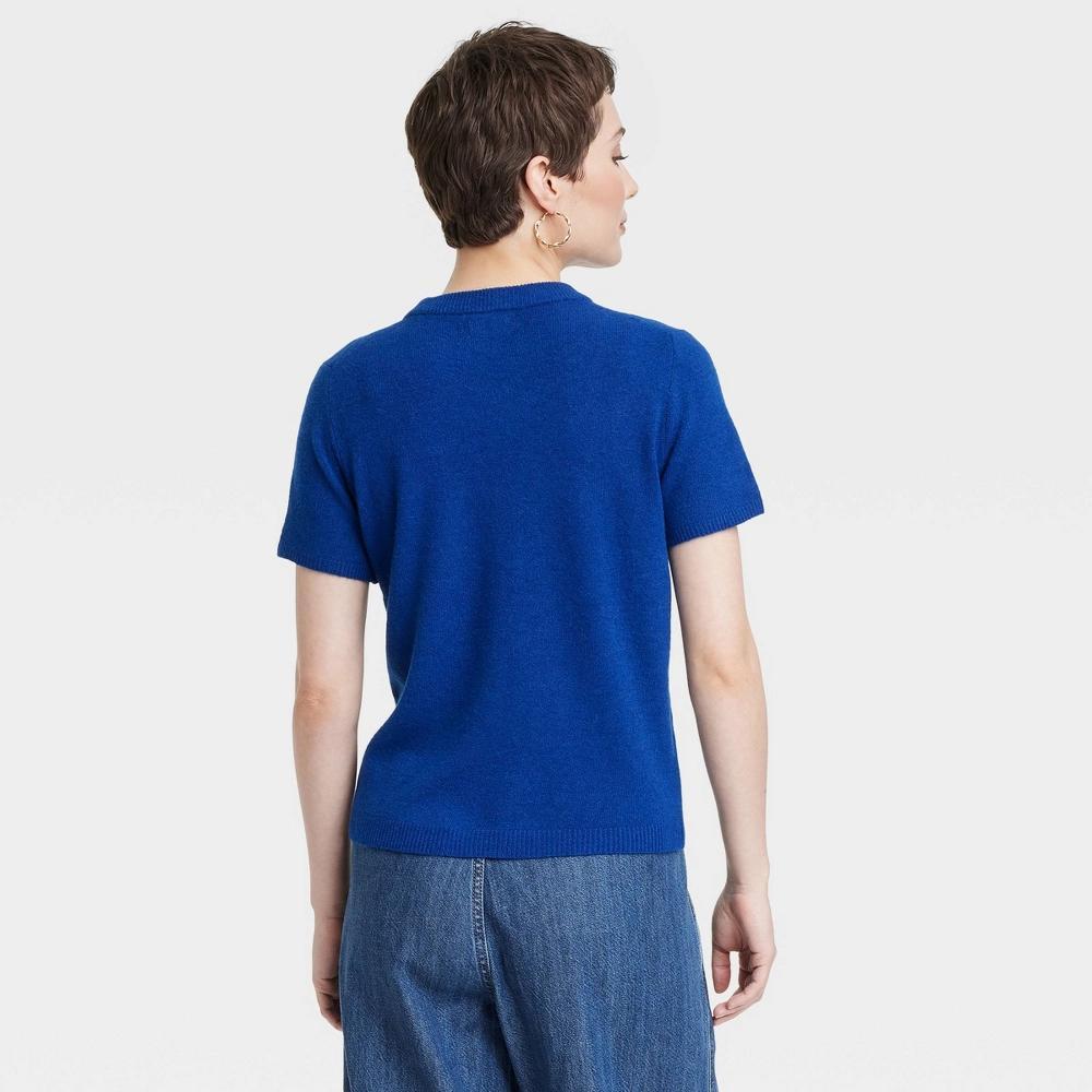 Women's Crewneck Pullover Sweater - Universal Thread™ Blue XL: Recycled Polyester Blend, Midweight, Ribbed Cuffs & Hem Product Image