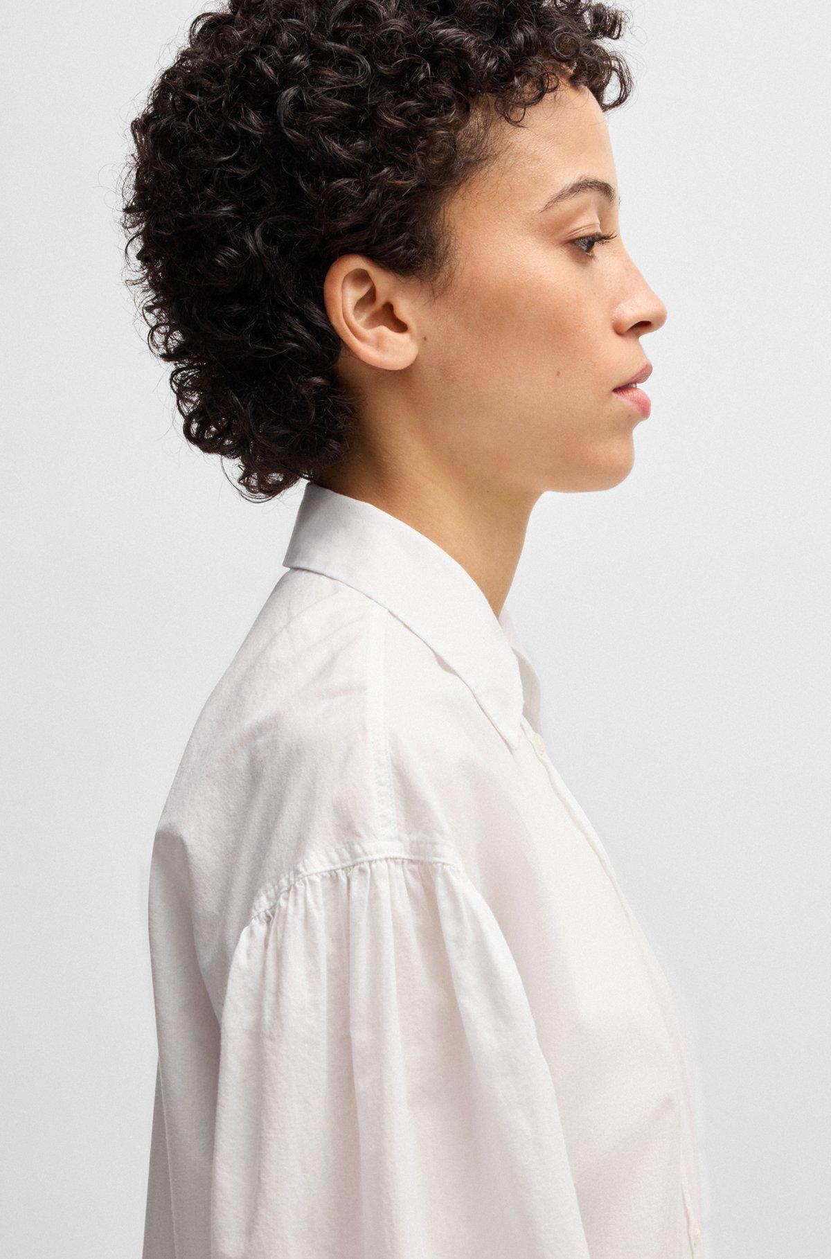 Regular-fit blouse in cotton poplin with point collar Product Image