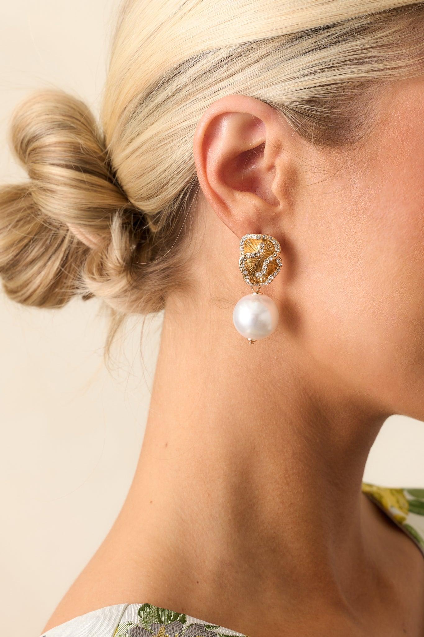 In The Loop Gold & Ivory Faux Pearl Drop Earrings Product Image