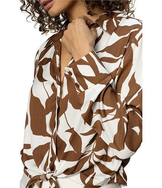 Sanctuary Lover Floral Print Button Down Long Sleeve Tie Shirt Product Image