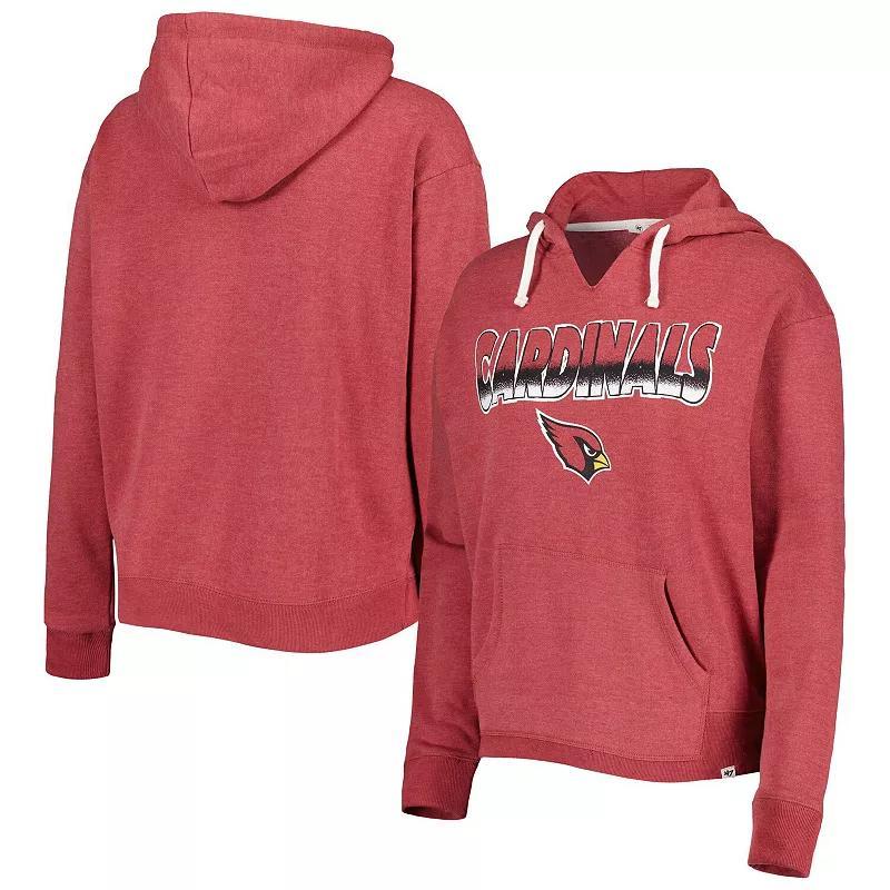 Women's '47 Cardinal Arizona Cardinals Color Rise Kennedy Notch Neck Pullover Hoodie, Size: Small, Red Product Image